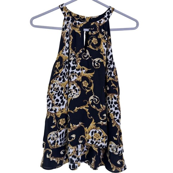 Thalia Sodi Tops - Thalia Sodi Women's Black & White Sleeveless Layered Halter Top Size S